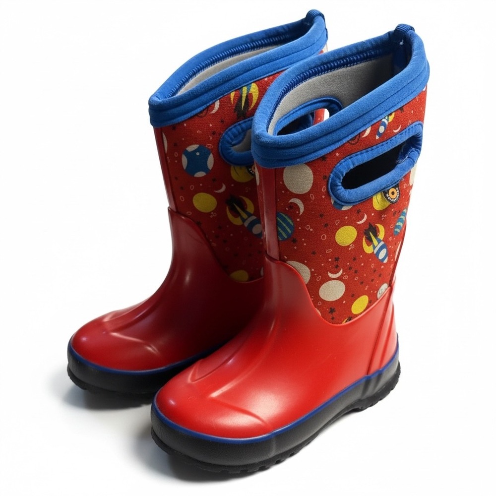 Bogs Kids Classic Space Waterproof Winter Boots Red Blue 72287-606 Size 12